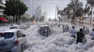 4-inch high hail is causing chaos in Italy! Storms and hail buried vehicles and houses