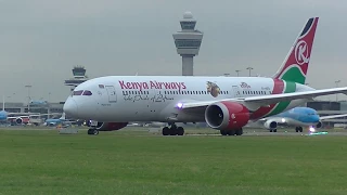 Take off Kenya Airways Boeing 787-8 Dreamliner  Runway 18L @AMS