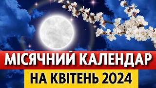 Фази місяця, місячні дні, період місяцю без курса у квітні 2024. Точний місячний календар Україна