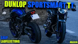 DUNLOP SportsMart TT 😍 Perfektion in Reifen form!? YAMAHA MT07 💙 GRIP/LAUFLEISTUNG (4K) #dunlop