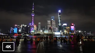 Night Walk in The Bund 🌃 | Shanghai Walk 2022 | Virtual Walking Tour | 4K