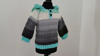 Crochet #49 How to crochet a pullover hoodie for children / Part1