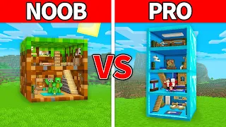 Mikey Family and JJ Family - NOOB vs PRO : Block House Build Challenge in Minecraft (Maizen)