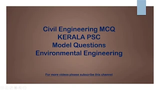 Assistant Engineer Model Questions - Civil Engineering MCQ - Environmental Engineering