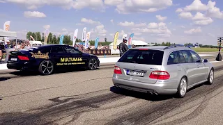 Audi S7 4.0 TFSI Quattro vs Mercedes-Benz E55 AMG W211 1/4 mile drag race