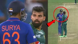 Pakistan Spinner Shadab Khan fighting with Surya Kumar Yadav during Ind vs Pak Asia Cup 2022 Match