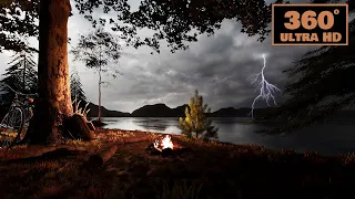 Nature Sounds, Evening | Thunderstorm | Lake | Bonfire | 360 | Relax | Sleeping | VR