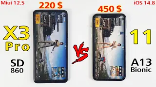 Poco X3 Pro vs iPhone 11 PUBG TEST - Which is BEST For Gaming ? | iOS 14.8 PUBG MOBILE TEST