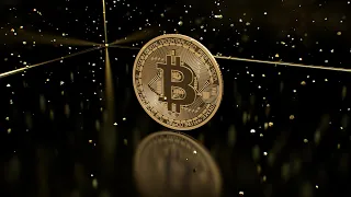 Shiny Spinning Bitcoin Gold Sparkling Particles Digital Money Concept 4K Video Effects HD Background