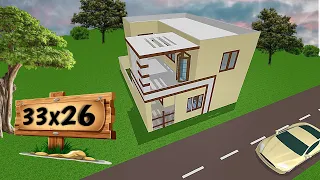 33'x26' vastu house design || 3BHK west facing 3D house walkthrough+ puja room