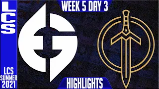 EG vs GG Highlights | LCS Summer 2021 W5D3 | Evil Geniuses vs Golden Guardians