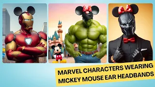 Marvel Characters wearing Mickey Mouse Ear Headbands | Reimagined with Copilot