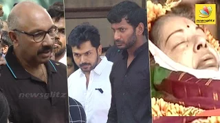 Nadigar Sangam's emotional homage at Jayalalitha's Funeral | Vishal, Karthi, Sathyaraj Speech