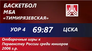 21.09.21 УОР 4 : СШОР ЦСКА  69:87