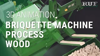 Wood briquette machines - Wood chip briquetting with RUF  | 3D visualization of the process