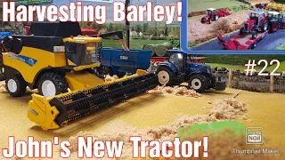 The Big 1/32 Model Farm Diorama Day 22 - John's New Tractor + Harvesting Barley With New Holland!