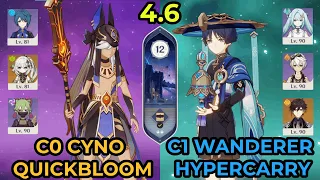 C1 Wanderer Hypercarry and C0 Cyno Quickbloom Genshin Impact Spiral Abyss 4.6 Floor 12