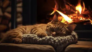 The Perfect Way to De-Stress - A Purring Cat and Crackling Fireplace 🔥 Healing Insomnia