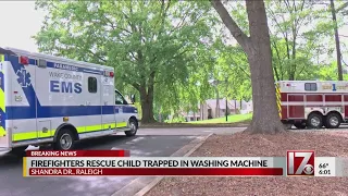 Crews rescue girl trapped in washing machine in Raleigh