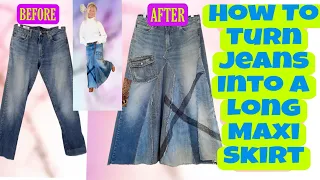 How To Make a Long Maxi Skirt From a Pair of Jeans