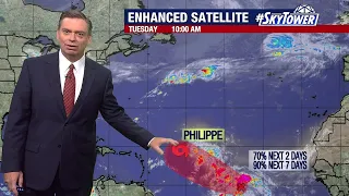 Tropical Storm Philippe weakens as Invest 91 strengthens