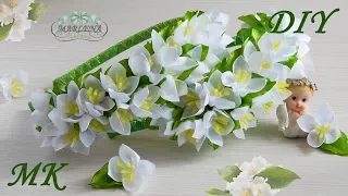 Jasmine kanzashi master class 👐. Bezel with jasmine flowers 🌼 MK / DIY