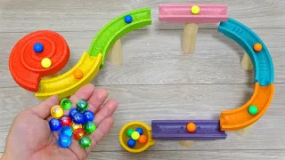 Marble Run ASMR ☆ Wooden colorful rail assembly & play collection
