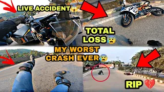 I CRASHED MY KTM Rc390😰| PIKACHU TOTAL LOSS💔😥 | LIVE CRASH CAPTURED ON GOPRO😱