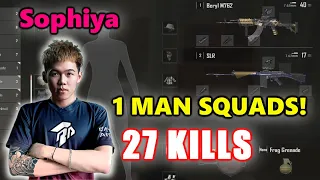 Sophiya666 - 27 KILLS - 1 MAN SQUADS! - Beryl M762 + SLR - PUBG