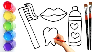 Oral Hygiene Drawing, Painting and Coloring for Kids, Toddlers | Let's Draw
