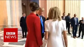 Trump praises Macron's wife's 'good shape'- BBC News