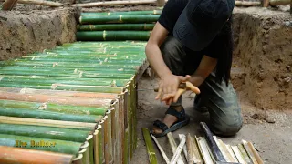 Girl Living Off Grid Build a Complete Warm Bamboo Dugout Underground House for a Week Stay