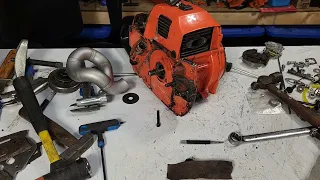 Husqvarna 77 flywheel removal with a DIY puller.