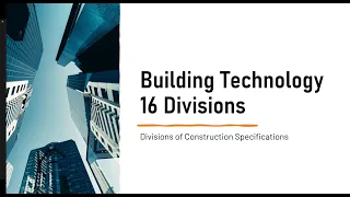 Building Technology 1- Lesson 1