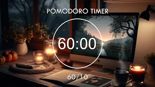 8-Hour Study with me ~ Pomodoro 60/10 📚 Peaceful Evening with a warm cup of coffee 📚 Focus Station