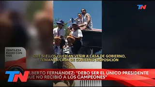 Alberto Fernández: "Debo ser el único presidente que no recibió a los campeones"