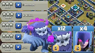 *UNSTOPPABLE* Yeti Smash is too strong! New TH13 Quake Mass Yeti Witch Attack | Clash Of Clans