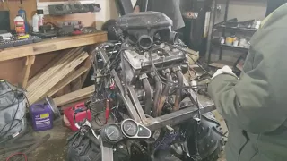 Kawasaki zx9r go kart first start up.