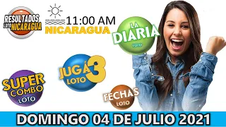 Sorteo 11 am Resultado Loto NICARAGUA, La Diaria, jugá 3, Súper Combo, Fechas, Domingo 04 julio 2021