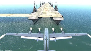 landing b-29 on Gigantic Aircraft Carrier....