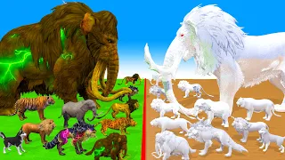 Prehistoric Animals Epic Battle Real Animals vs White(Albino) Mammals Animal Revolt Battle Simulator