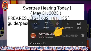 SWERTRES HEARING TODAY & LOTTO RESULT - MAY 31, 2023 PREDICTIONS