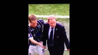 Harry Redknapp gets hit with a ball