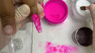 Acrylic marble pink | Nail Tutorial |