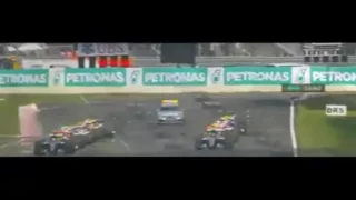 F1 2016 Malaysia start and Rosberg and Vettel crash