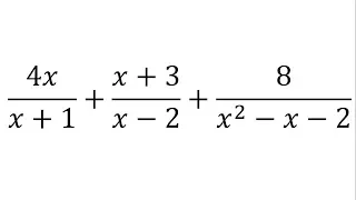 Suma de tres fracciones algebraicas