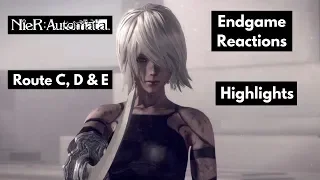 SADDEST GAME EVER! Nier Automata Route C, D & E Stream Highlights + Ending Reactions