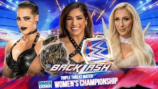 WWE 2K23 - RAQUEL RODRIGUEZ VS CHARLOTTE FLAIR VS RHEA RIPLEY [FOR THE WOMENS SD TITLE] | BACKLASH