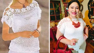 INCREIBLE! TEJE SUPER FACIL Y RAPIDO UNA BLUSA   "NIEVE "  ENCANTADORA A #crochet