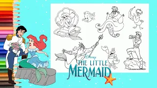 Coloring Disney The Little Mermaid Princess Ariel Eric Ursula Flounder - Coloring Pages